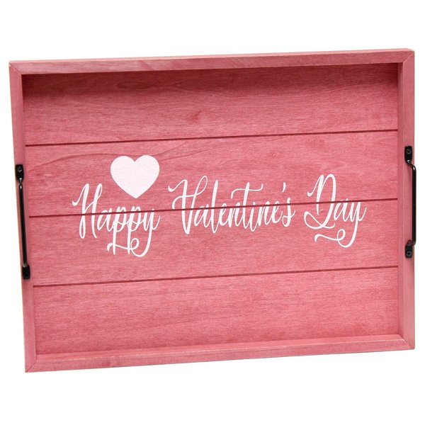 Elegant Designs "Happy Valentine's Day" Wood Serving Tray with Handles, 15.50" x 12" HG2000-DPV